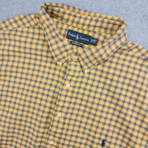 Ralph Lauren L/S Oxford Button Front Shirt Men's 4XLT Tall Plaid Yellow
